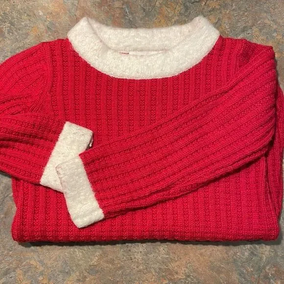 Camilla Girls 6x Holiday Sweater Dress Red and Cream - Picture 6 of 7